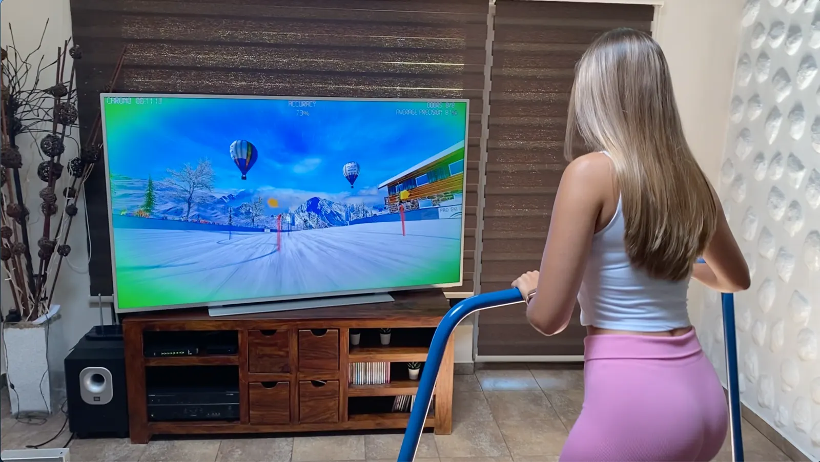 Full-body workout on a ski simulator